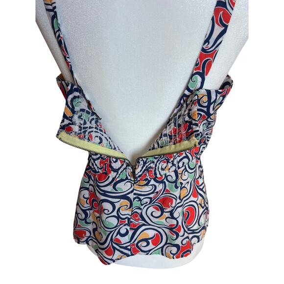 Cabi Whimsy Swirl White and Navy Structured Tank Women's Size 10 Whimsy 60s - Picture 3 of 10